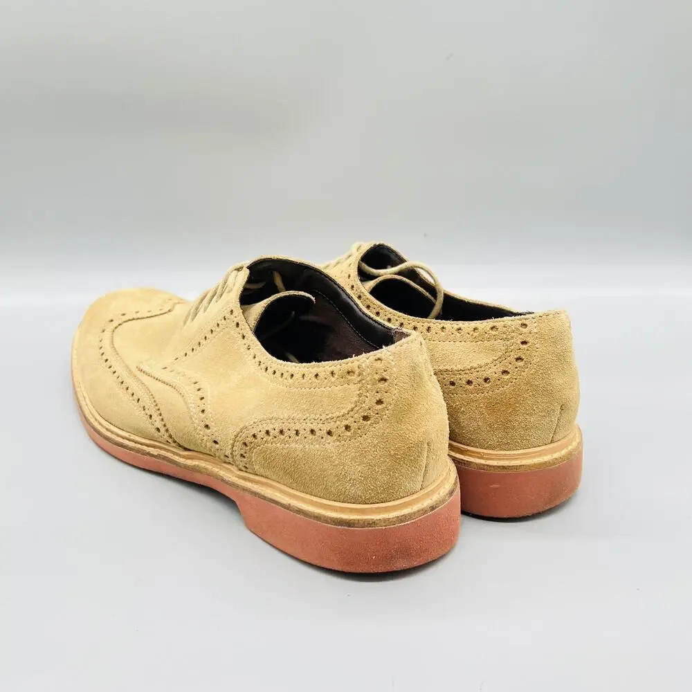 Cole Haan Shoes Mens 11 Beige Suede Wingtip Oxford Dress Brogue Casual Comfort